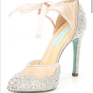 Betsey Johnson Iris Satin Rhinestone Stiletto Pump